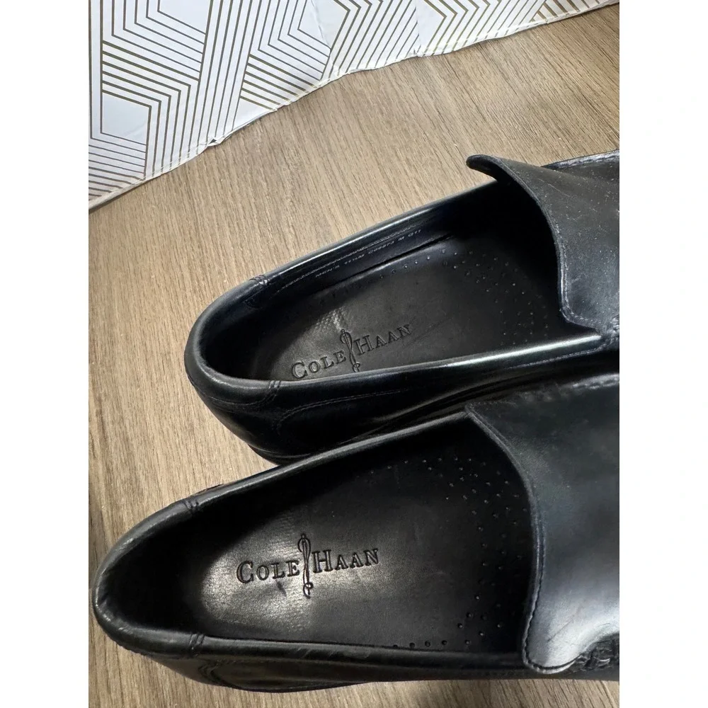 Cole Haan Mens‎ Black Leather Slip On Loafers Moc Toe C09873 Size 11.5M